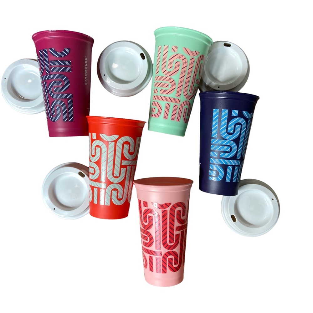 Set of 5 Starbucks Color Changing Cups with Lids